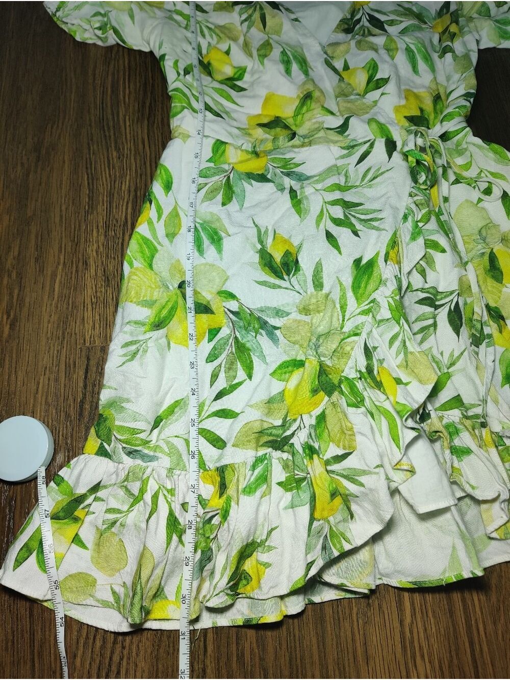 *Ever New White Lemon Print Wrap Mini Dress Puff Sleeve Size 2 - Picture 9 of 11